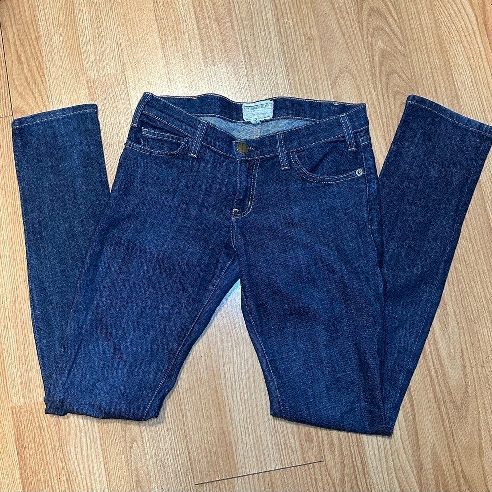 Current/elliott stiletto skinny dark wash luxury low rise jeans five pockets 26